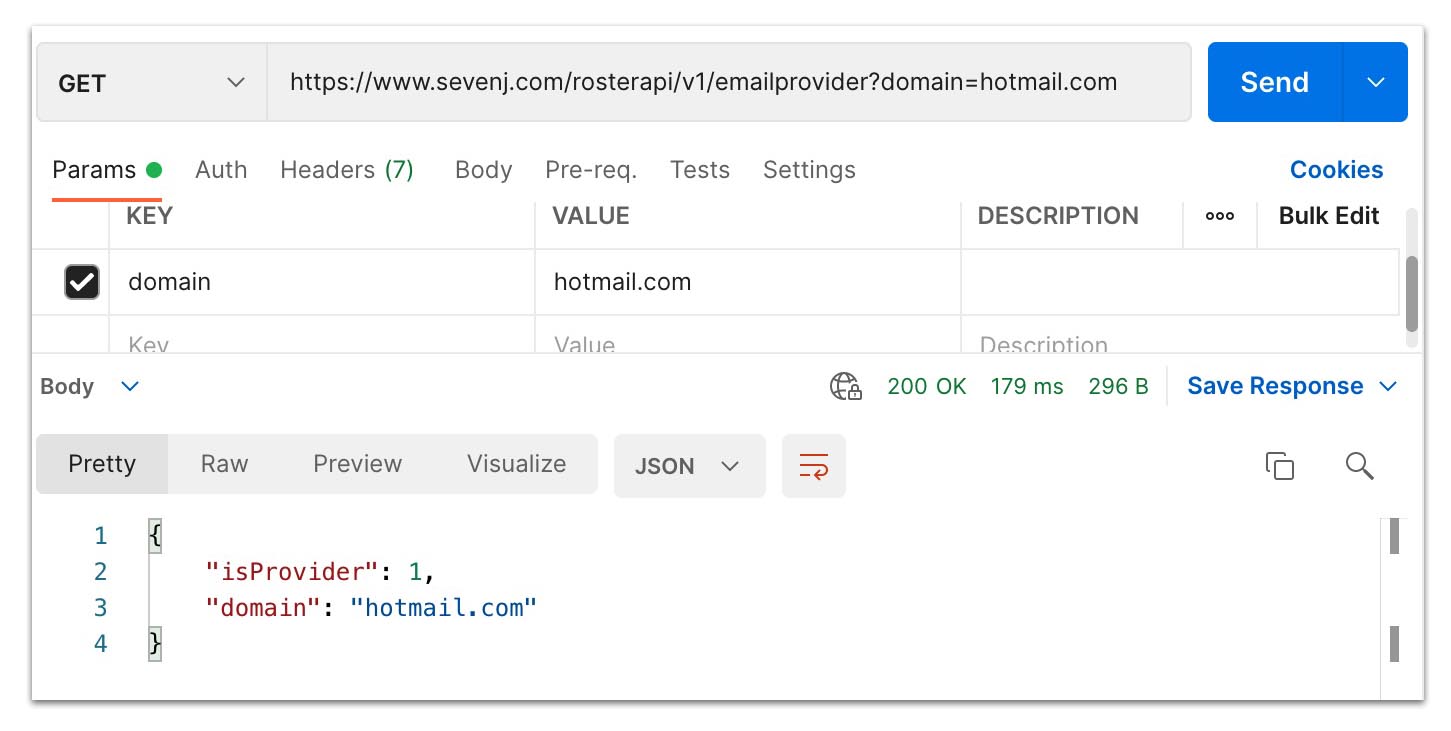 Screenshot of the API running on Postman